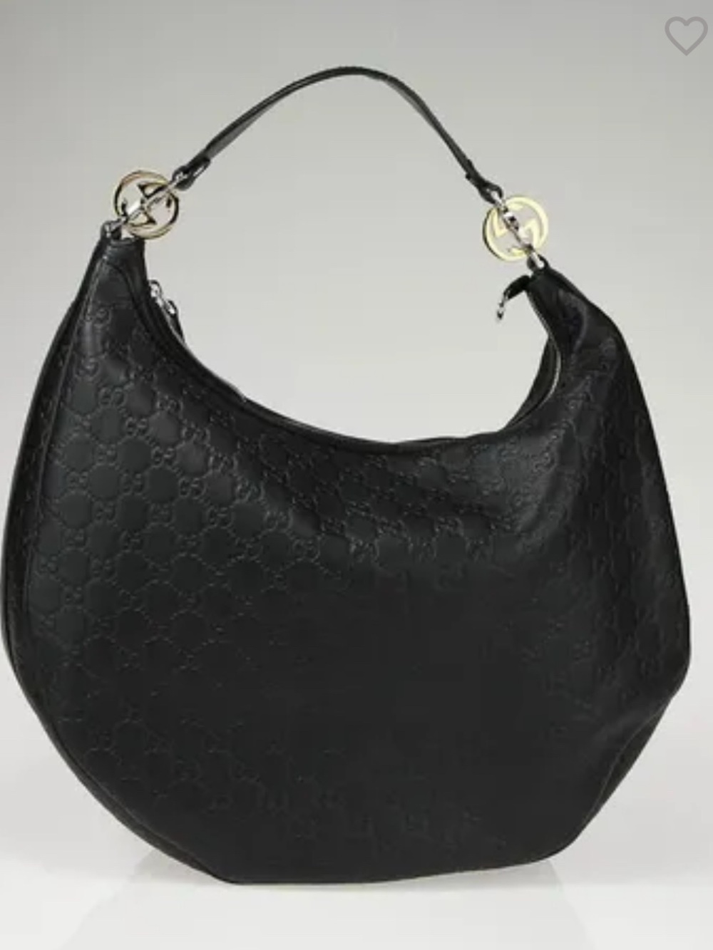 Gucci Black Embossed GG Leather Hobo with Gold-Tone Hardware Large
